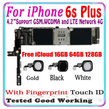 16GB 64GB 128GB Mainboard iPhone 6S Plus pagrindinė plokštė Su sensoriniu ID Black White Gold Logika Lenta Su 