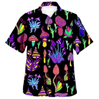 2022 m. Vasaros Vyrų Havajų Marškinėliai Psichodelinio Grybų Spausdinti Prarasti Kvėpuojantis Trumpas Rankovės Šalies Paplūdimys Marškinėliai