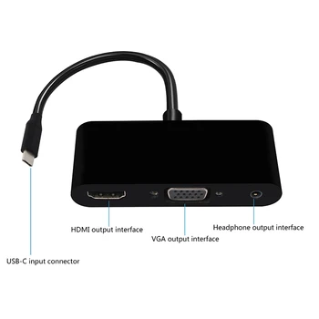 3 in 1 USB C, HDMI c Tipo HDMI 4K Adapteris VGA USB3.0 Audio video Converter 