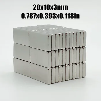 5/10/20/50Pcs 20x10x3 N35 Neodimio Magnetas 20mm x 10mm x 3mm NdFeB Blokuoti Super Galinga, Stipri, Nuolatinio Magnetinio Imanes