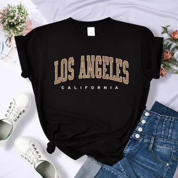 Amerikos miestą Los Andželo Kalifornijos Moterų Marškinėlius Prekės Vasaros Marškinėliai Atsitiktinis Sporto Tee Drabužius Gatvės Harajuku Pasėlių Top Marškinėliai