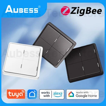 AUBESS ZigBee Smart Switch Tuya Smart Gyvenimo Belaidžio Scenos Sienos Jungiklis, Mygtukas Valdytojas 1/2/3/4 Gauja Gyvenamųjų namų Automatikos