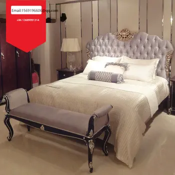 Europos stiliaus medžio masyvo dvigulė lova neo-klasikinio audinio princesė lova villa prabangių vestuvių lova, baldai