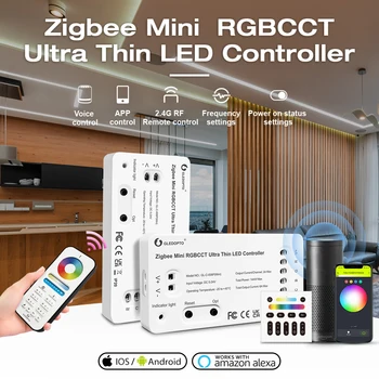 Gledopto SmartHome Zigbee 3.0 Ultra Plonas Mini RGBCCT WWCW LED Šviesos Juostelės Valdytojas Virtuvės Apšvietimo Alexa Balso APP Kontrolės