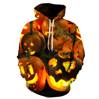 Helovinas Jack-O-Lantern Besišypsantis Veidas Moliūgų 3D spausdinimo Hoodie Palaidinukė Vyrų, Moterų Megztinis Viršūnes Gobtuvu Palaidinukė