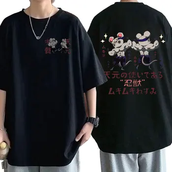 Japonų Anime Demon Slayer Uzui Tengen Print T-shirt Juokinga Manga Raumenų Ninja Pelės Muki Muki Sporto Marškinėliai Negabaritinių Streetwear