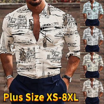 Karšto Pardavimo Prabanga Punk Stiliaus Marškiniai Vyrams, ilgomis Rankovėmis Slim Fit Geometrinis Spausdinimo Chemise Socialinių Vyrų Klubas Prom Marškinėliai XS-8XL