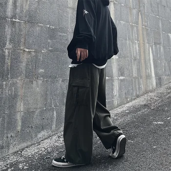 Kelnės Vyrams Visas rungtynes, Atsitiktinis Didelis Kišenės Rudenį Tiesiog Streetwear Kelnių Studentų Vyrų Japonijos Gražus Kietas Pora