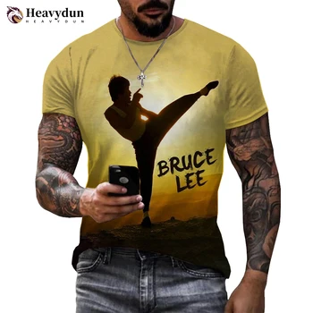 Kinijos Kung Fu Super Žvaigždė Bruce Lee Spausdinami 3D T-shirt Vyrai Moterys Atsitiktinis O-Kaklo trumpomis Rankovėmis Mados Kietas Harajuku Stiliaus Viršūnes