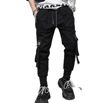 Naktinis klubas DJ juostelės punk rock krovinių kelnės geros kokybės, hip-hop haremo kelnės streetwear vyrų Japonija atsitiktinis liesas poilsiu sweatpants