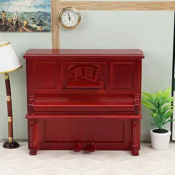 Naudinga Mini Piano Išradingai Miniatiūros Fortepijonui Kompaktiškas Anti-deformuoti Raudonmedžio Vertikaliai Miniatiūros Fortepijonui