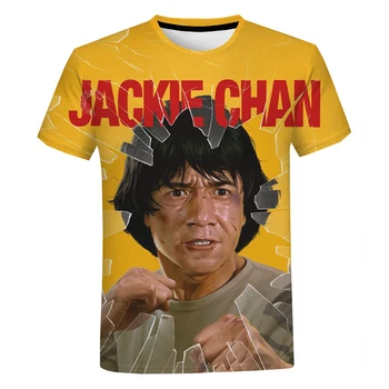 Naujas 3D Atspausdintas Jackie Chan Kung Fu Meistras, T-Marškinėliai, Unisex Dragon Kinijos Kung Fu Naujausias Negabaritinių O-Kaklo Viršūnes trumpomis Rankovėmis Drabužius