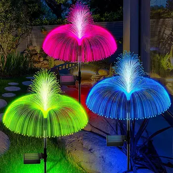 Naujas Dvigubas Saulės Jellyfish Šviesos 7 Spalvų Saulės Sodas Žibintai LED Optinio Pluošto Šviesos Lauko Vandeniui Dekoro Lempų, skirtų Vejos Kiemo