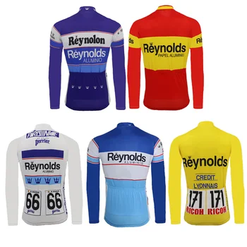 NAUJAS ilgomis rankovėmis vyras dviračių džersis dėvėti dviračių Žiemos Vilnos ar ne Gryna balta geltona mėlyna dviračių drabužių MTB