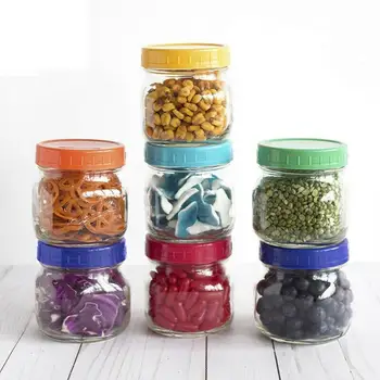 Nepralaidžiose 24Pcs Standarto Plastiko Vamzdelis Dangteliais Maisto produktų Laikymo Dangteliai Mason Jar