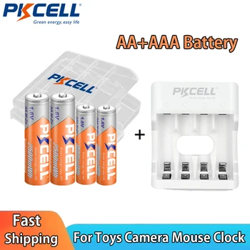 PKCELL AA Baterijos 2500mWh+AAA Baterijos 900mWh 1.6 V NIZN Įkraunamas Baterijas su Dėžutė, Kroviklis Žaislų Skustuvas Pelės vaizdo Kamera Laikrodis