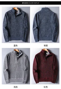 Rudens ir žiemos vyrų megztinis kailis pusė zip golfo šiltas megztinis džemperis mados kokybės vyriški atsitiktinis palaidų plonas megztinis