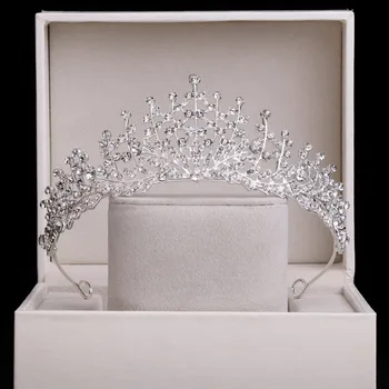 Spalvingas Vestuvių Elegantiškas Princesė Temperamentas Derlius Kalnų Krištolas Tiara Plaukų Aksesuarai Crystal Crown Nuotaka Karūna