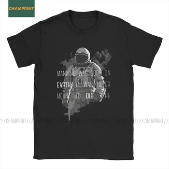 Tarpžvaigždinės T Marškinėliai Vyrams Grynos Medvilnės Derlius T-Shirt Įgulos Kaklo Nolan Filmo Erdvę, Sci Fi Erdvėlaivis Tees trumpomis Rankovėmis Viršūnes
