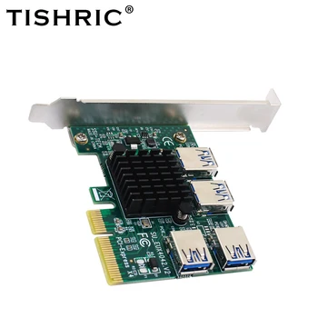 TISHRIC PCIE 1 Iki 4 PCI Express Daugiklis 4X 4 USb3.0 Lizdas, Suderinamas Su X4 X8 X16 Grafikos Sąsaja Stove Už Vaizdo Plokštė