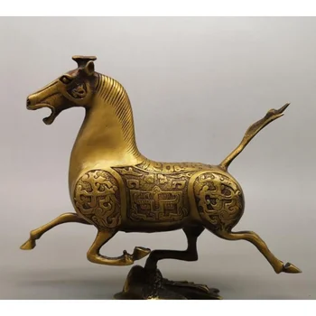 Vario Statula Didmeninė gryno vario jodinėjimas, skraidymas nuryti, dvylikos zodiako arkliai, papuošalai, gyvenamasis kambarys, žalvario arklys, ornamen