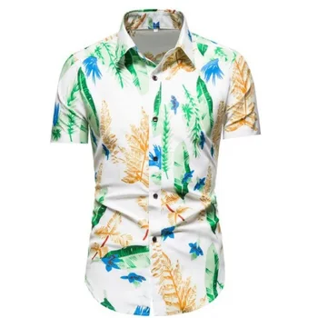 Vyriški Vasaros Naują Atsitiktinis Slim Spausdinti Havajų Trumpas Rankovės Marškinėliai 15 Spalvų Pasirinktinai Kietas Kvėpuojantis Ruožas Marškinėliai Vyrams