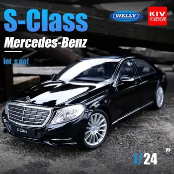 WELLY 1:24 Mercedes Benz S-Klasės Klasikinio Diecast Automobilių Metalo Lydinio Modelio Automobilių Žaislai Vaikams, Žaislų, Dovanų Rinkimu B47