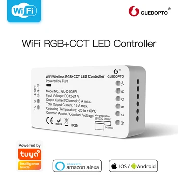 WIFI Bevielio ryšio RGBCCT LED Valdiklis DC12-24V Dirbti Su Tuya Smart Gyvenimo App Alexa Balso Kontrolės Pritemdomi Juostelės Žibintai