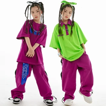 Šokių Hip-Hop Šokių Drabužiai Vaikams Mergaitėms Džiazo Kostiumas Birios vatos Pagaliukai Kelnės Berniukams Hiphop Kpop Veiklos Drabužius BL10362